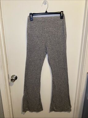 SHEIN Ribbed Knit Flare Leggings in Gray
